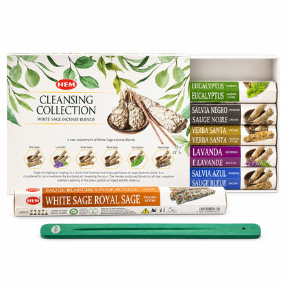 HEM Hexagonal Incense - White Sage Collection & Ashcatcher (Pack of 6)