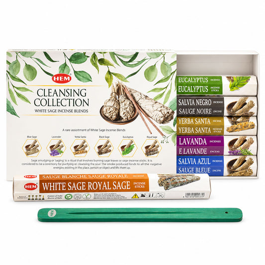 HEM Hexagonal Incense - White Sage Collection & Ashcatcher (Pack of 6)