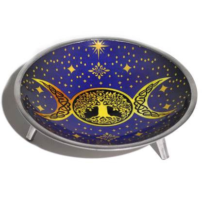 Triple Leg Offering Plate - Purple Triple Moon