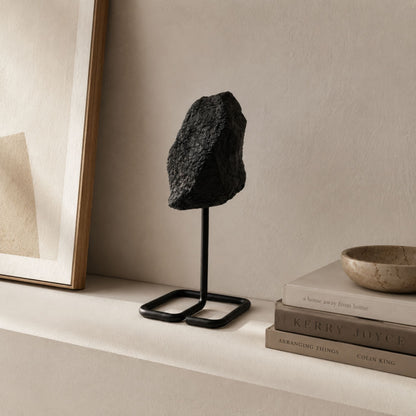 Mineral Specimen on Metal Stand - Black Tourmaline