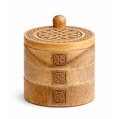 Celtic Carved 3 Tier Revolving Box