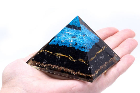 Orgonite Pyramid - Turquoise and Black Tourmaline