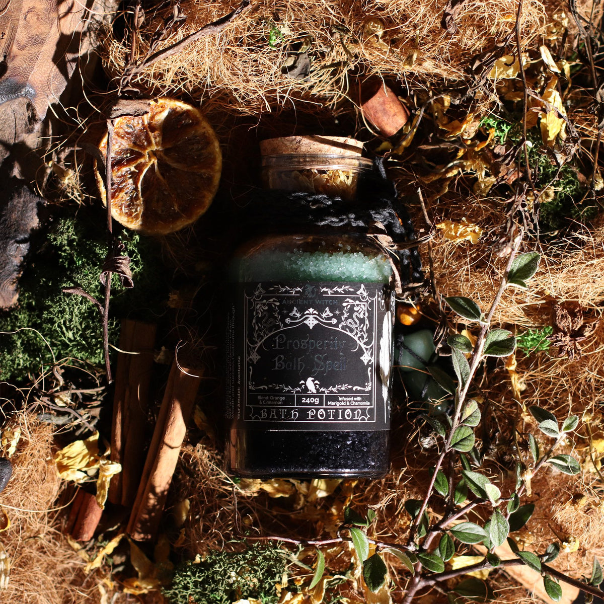 Ancient Witch Bath Potion - Crystal Amulet - Prosperity