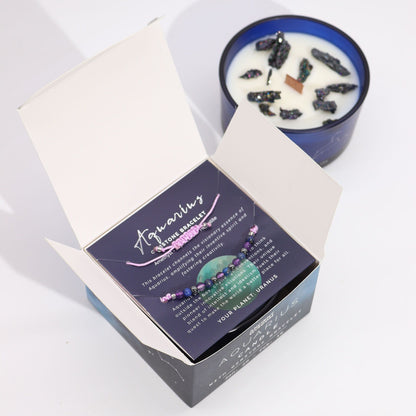 Zodiac Candle & Gemstone Bracelet - Aquarius