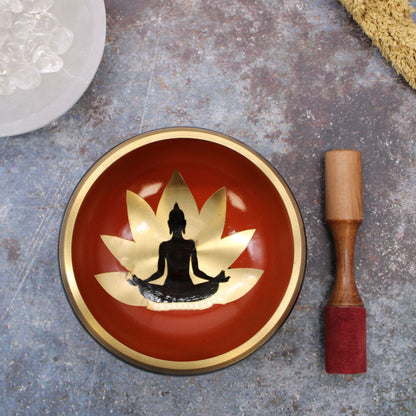 Large Buddha Singing Bowl Set - Black & Orange