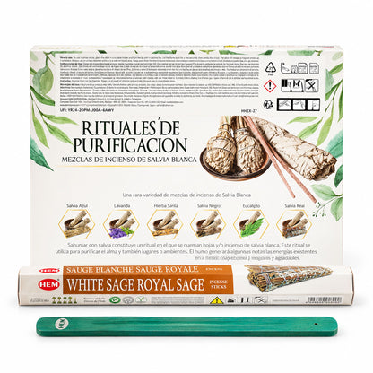 HEM Hexagonal Incense - White Sage Collection & Ashcatcher (Pack of 6)
