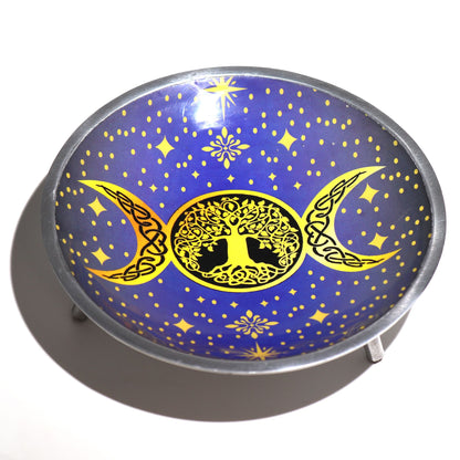 Triple Leg Offering Plate - Purple Triple Moon