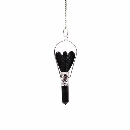 Angel Pendulum with Ring - Black Agate