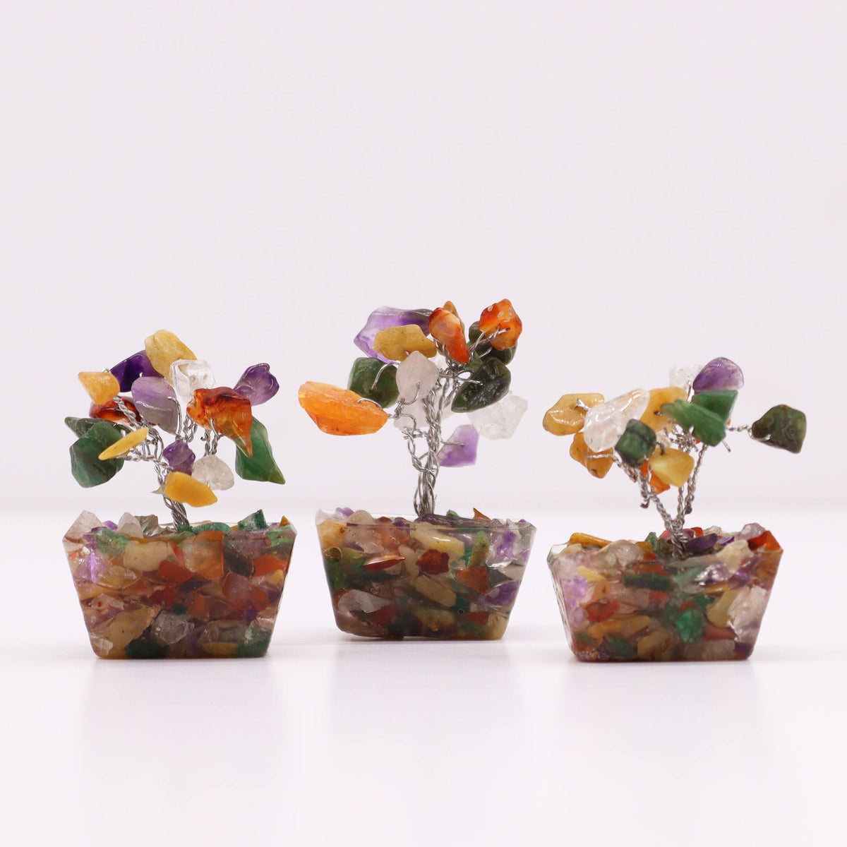 Mini Gemstone Tree on Orgonite Base - Multi Stones