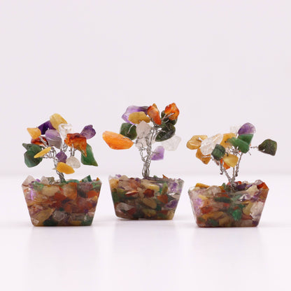 Mini Gemstone Tree on Orgonite Base - Multi Stones