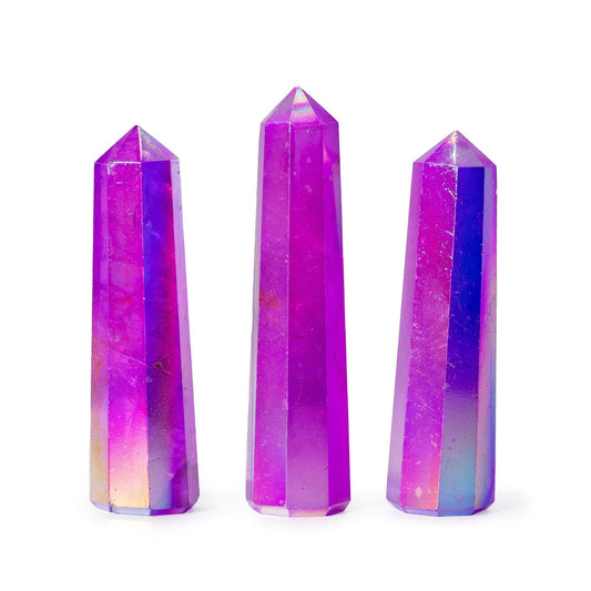 Gemstone Obelisk Point - Crystal Quartz - Purple