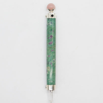 Verdant Heart Wand - Ruby Fuchsite Rose Quartz