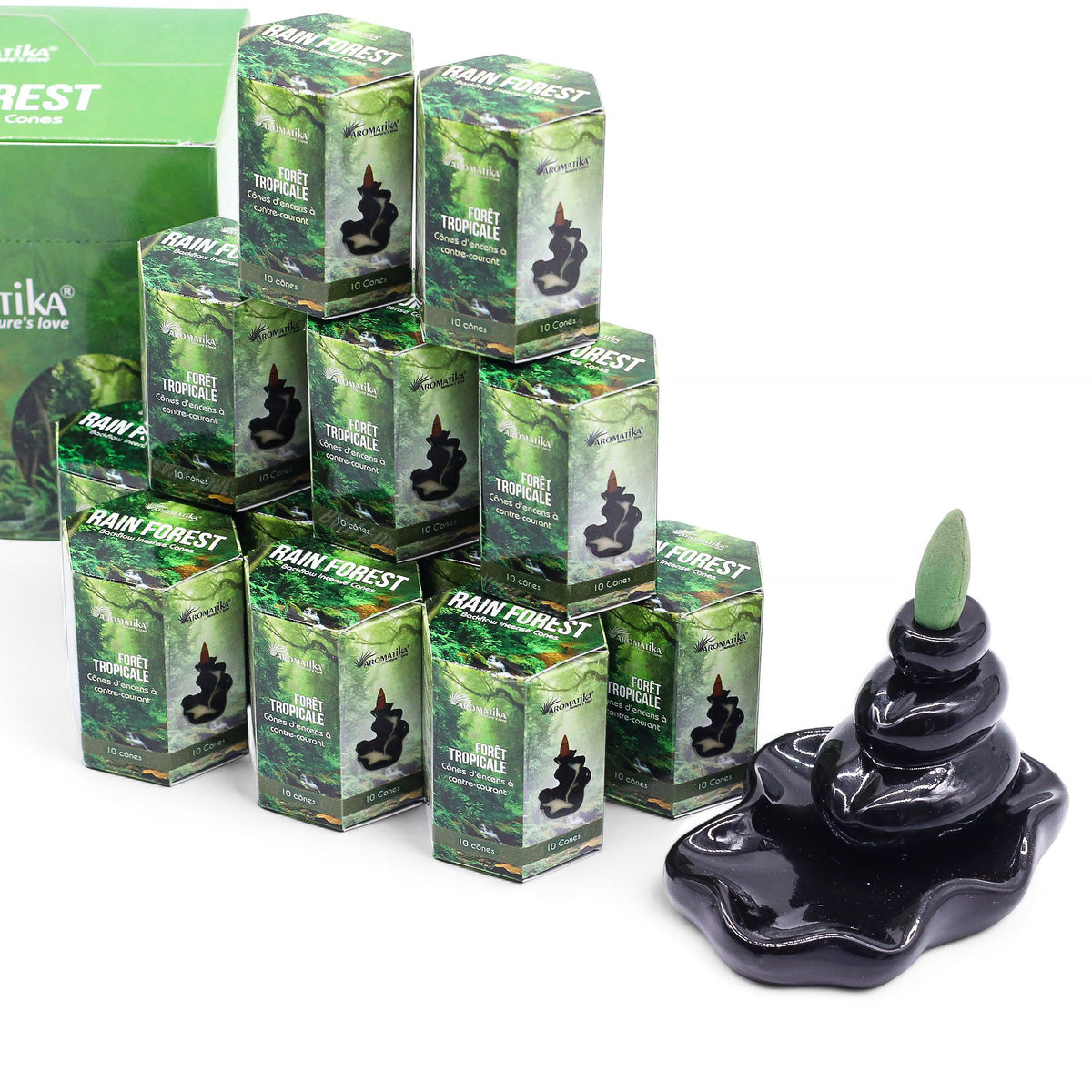 Aromatika Masala Backflow Incense Cones - Rain Forest