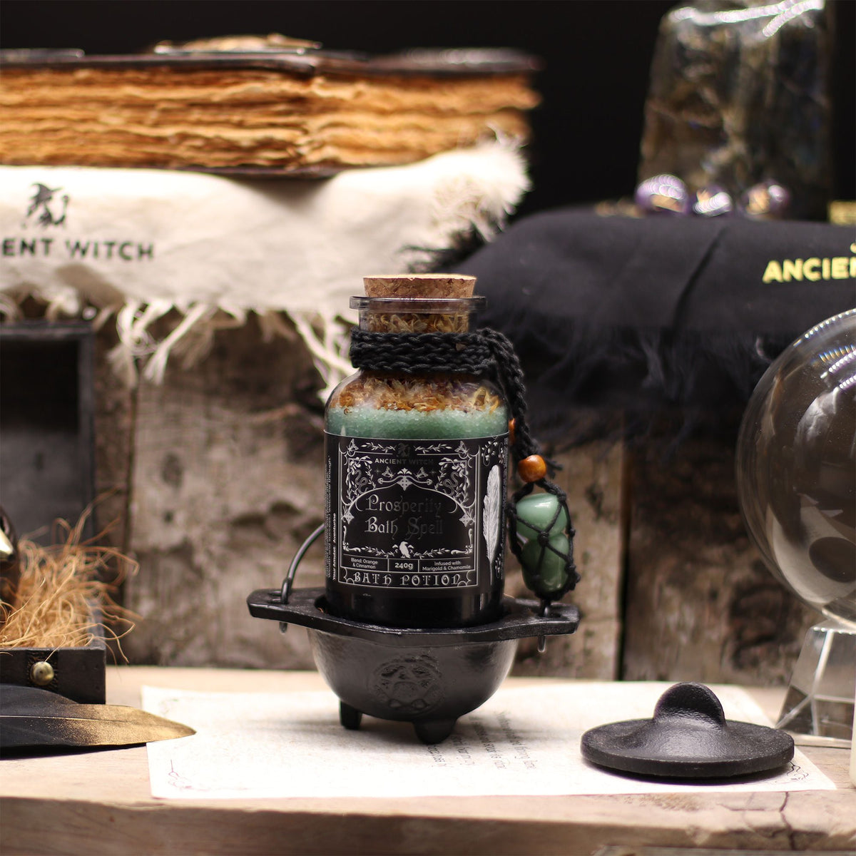 Ancient Witch Bath Potion - Crystal Amulet - Prosperity