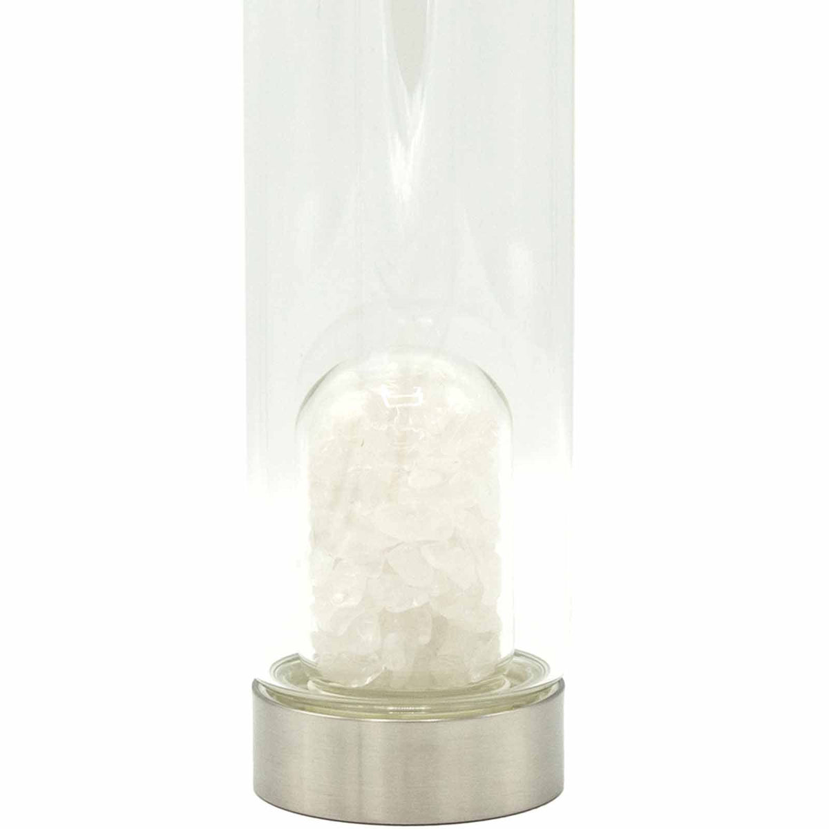 Crystal Infused Glass Water Bottle - Clear Quartz - Chips