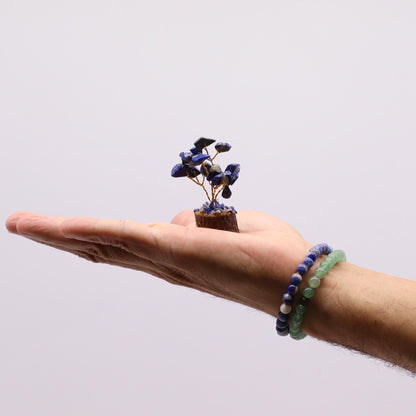 Mini Gemstone Tree On Wood Base - Sodalite