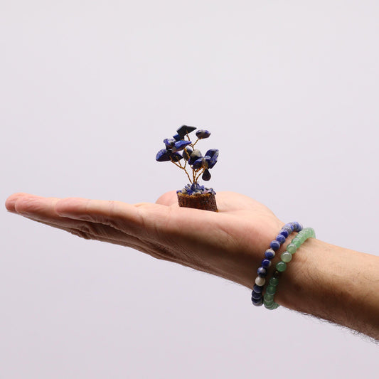 Mini Gemstone Tree On Wood Base - Sodalite
