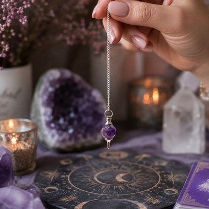 Faceted Gemstone Pendulum - Amethyst