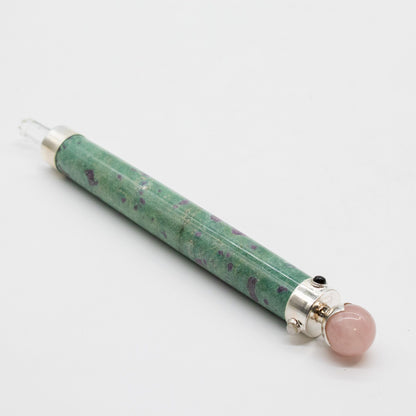 Verdant Heart Wand - Ruby Fuchsite Rose Quartz