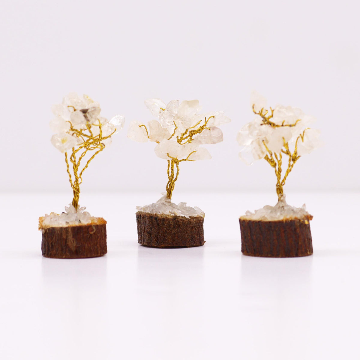 Mini Gemstone Tree On Wood Base - Rock Quartz