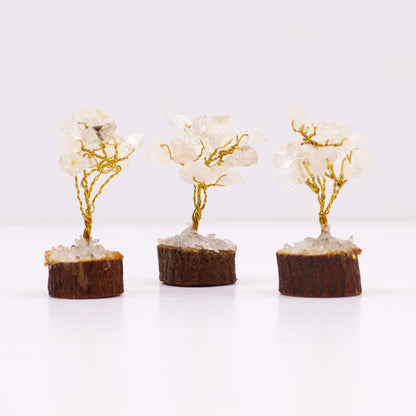 Mini Gemstone Tree On Wood Base - Rock Quartz