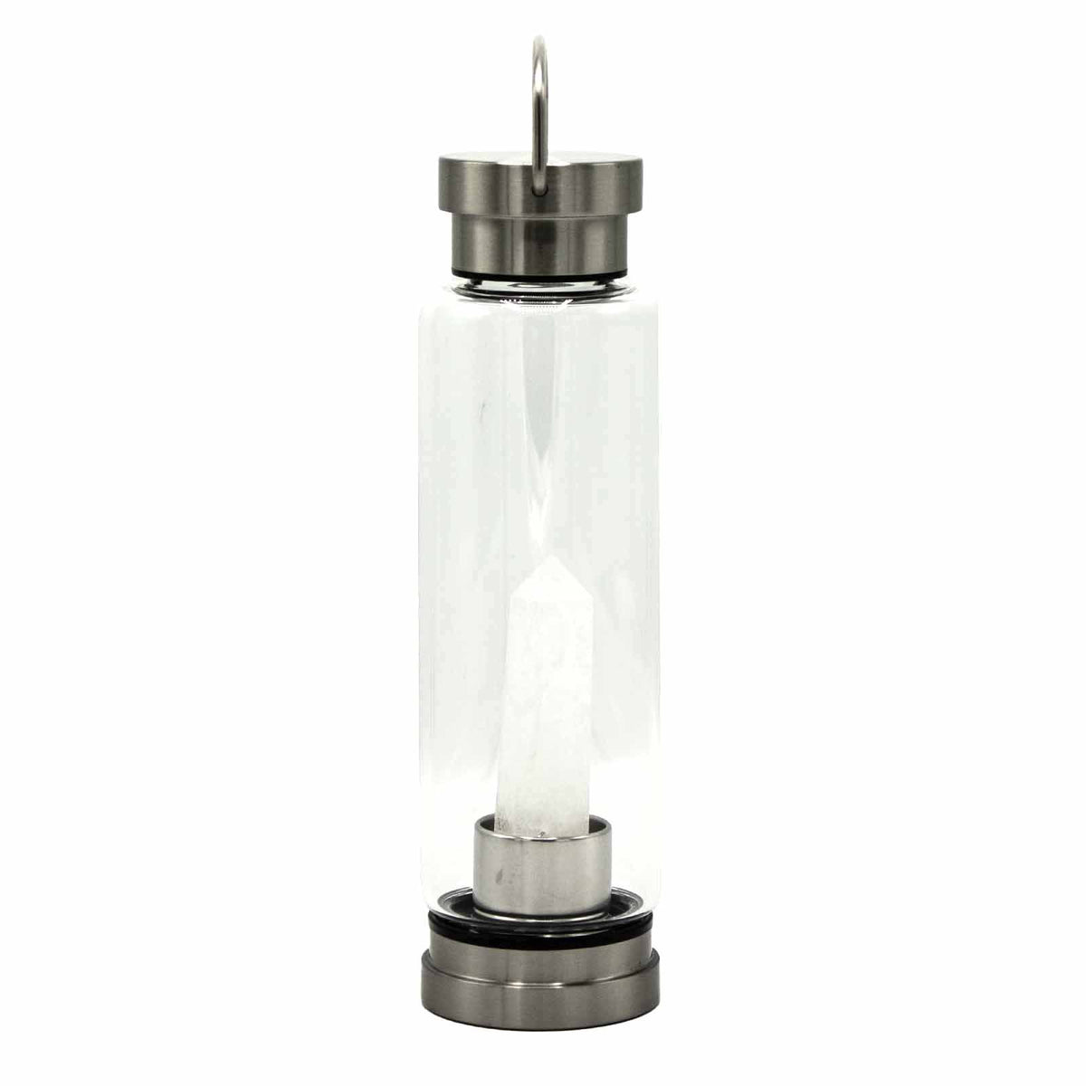 Crystal Infused Glass Water Bottle - Clear Quartz - Obelisk