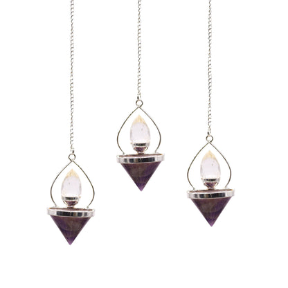 Gemstone Lantern of Life Pendulum - Amethyst & Quartz