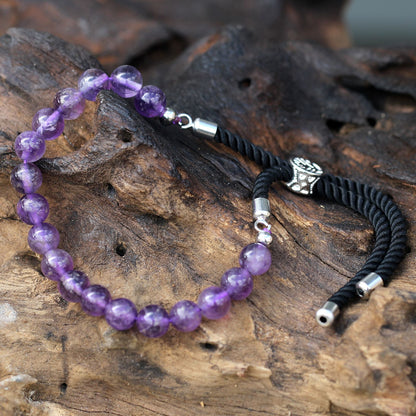 Black String Bracelet - Amethyst