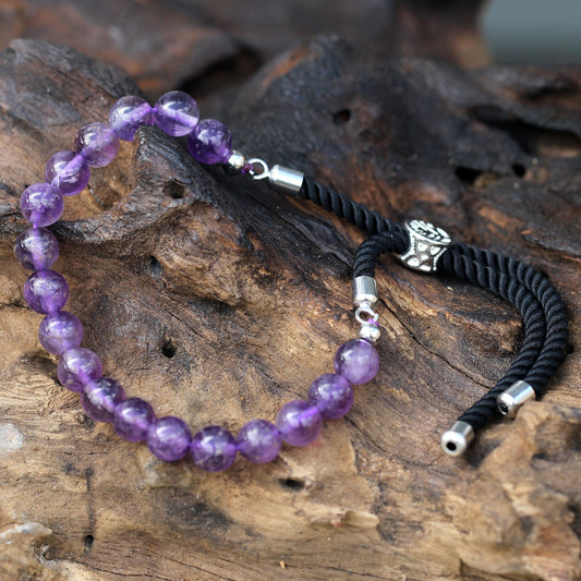 Black String Bracelet - Amethyst
