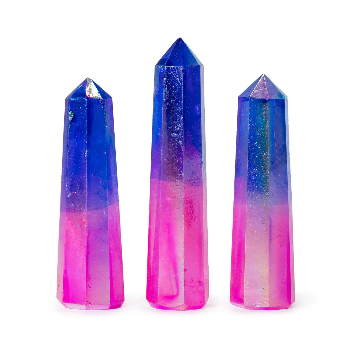 Gemstone Obelisk Point - Crystal Quartz - Pink & Blue