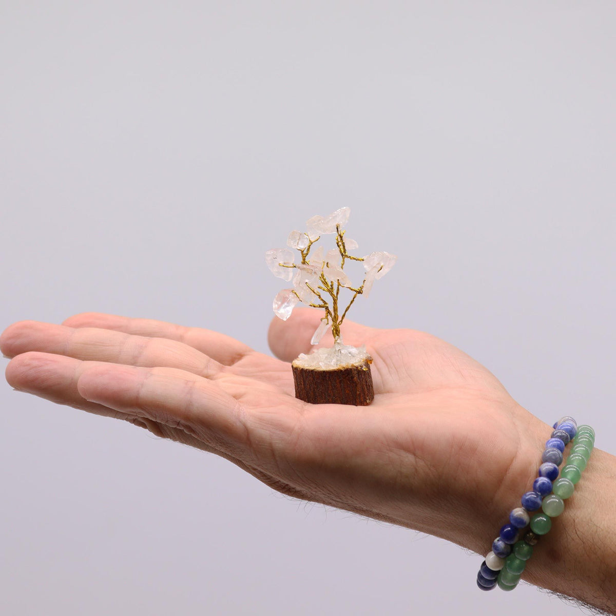 Mini Gemstone Tree On Wood Base - Rock Quartz