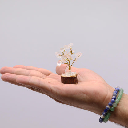 Mini Gemstone Tree On Wood Base - Rock Quartz