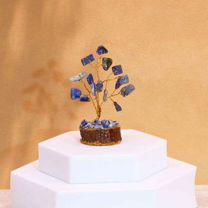 Mini Gemstone Tree On Wood Base - Sodalite