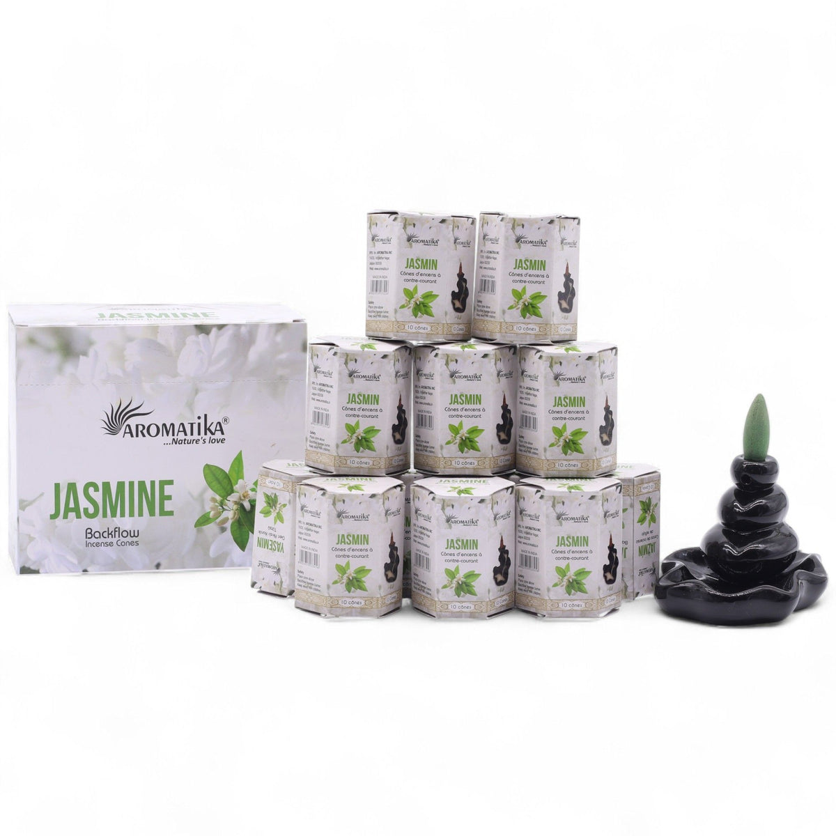 Aromatika Masala Backflow Incense Cones - Jasmine