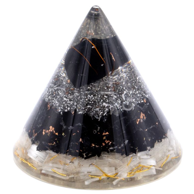 Orgonite Cone - Selenite and Black Toumaline Copper