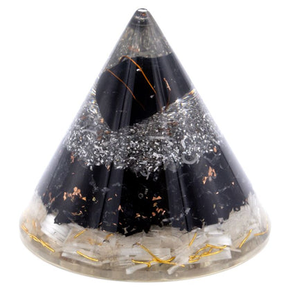 Orgonite Cone - Selenite and Black Toumaline Copper