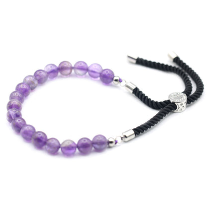 Black String Bracelet - Amethyst