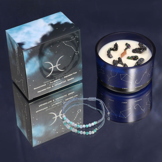 Zodiac Candle & Gemstone Bracelet - Pisces