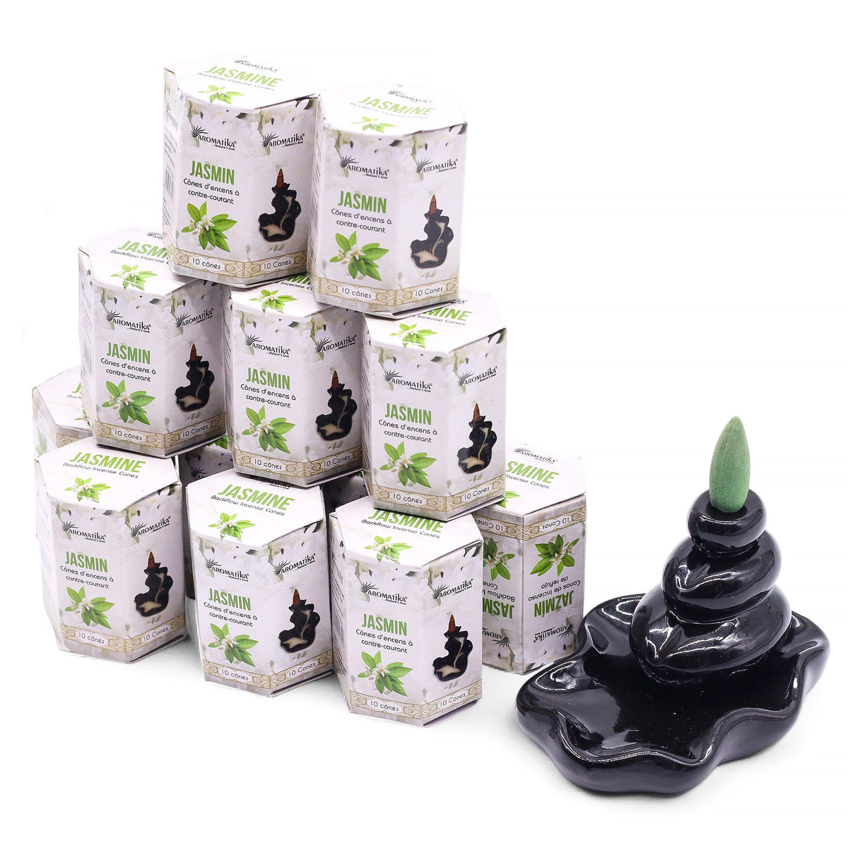 Aromatika Masala Backflow Incense Cones - Jasmine