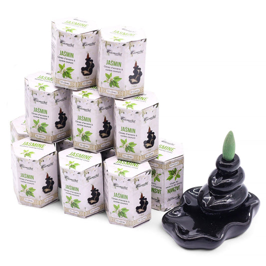 Aromatika Masala Backflow Incense Cones - Jasmine