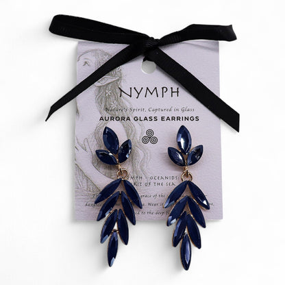 Royal Blue Vintage Glass Long Drop Earrings