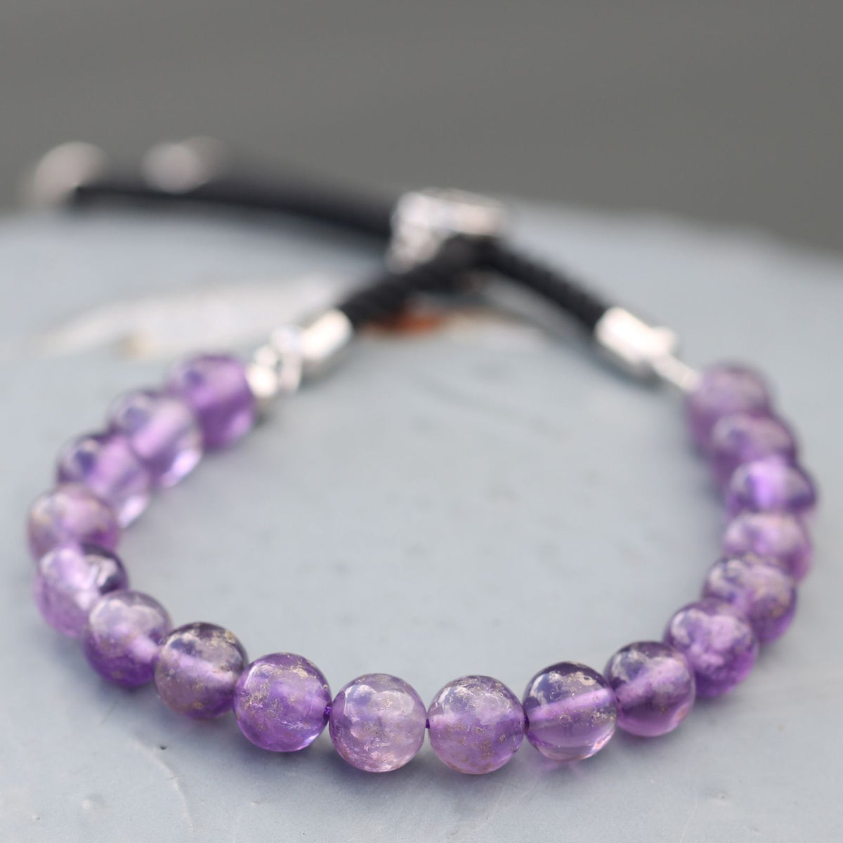 Black String Bracelet - Amethyst