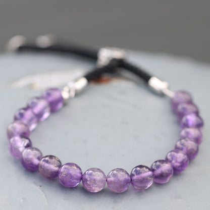 Black String Bracelet - Amethyst