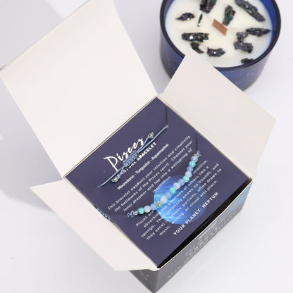Zodiac Candle & Gemstone Bracelet - Pisces