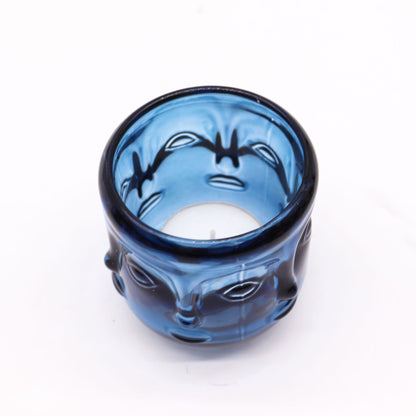 Buddha Faces Candle Jar - Royal Blue