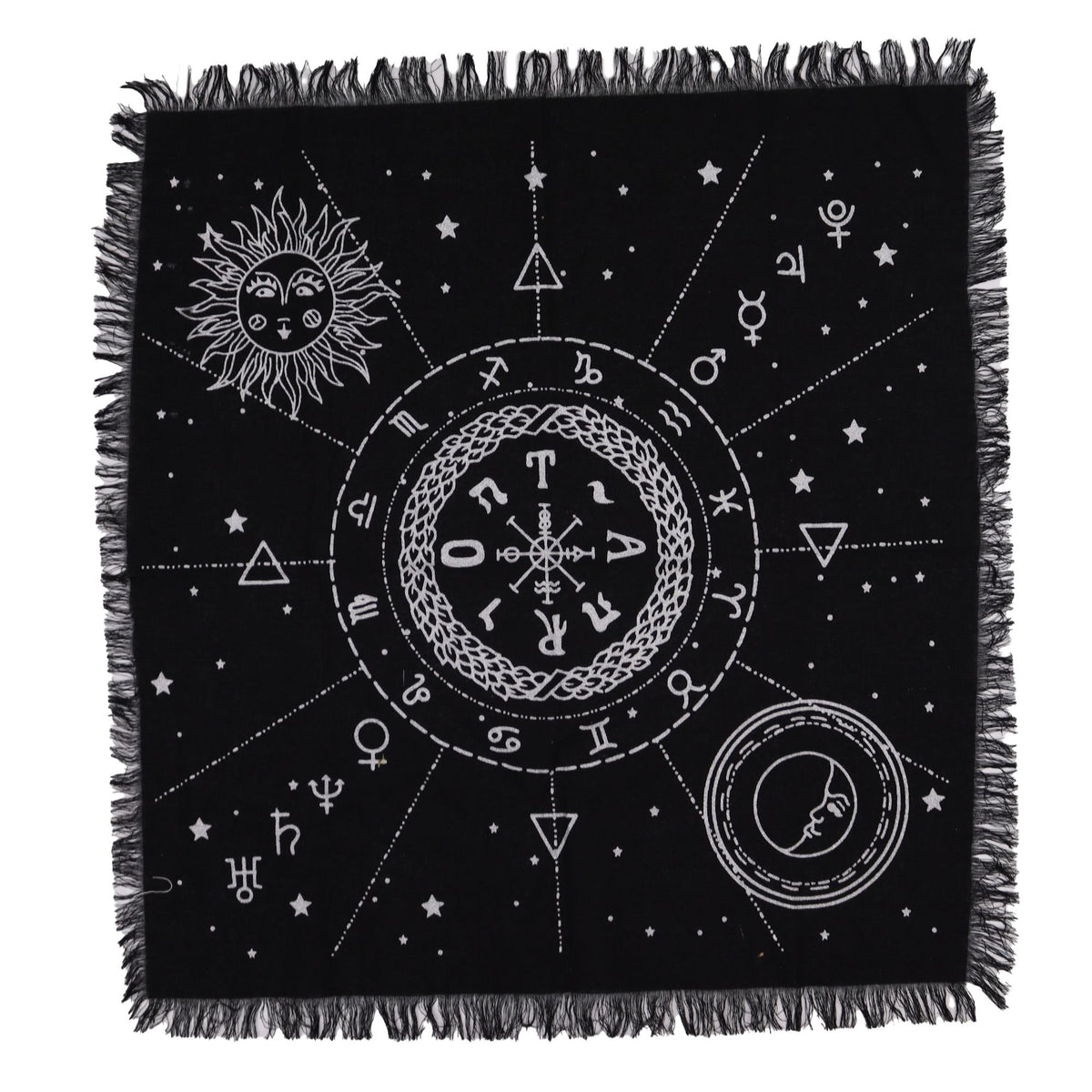 Fringed Altar Cloth -  Moon & Sun Chart