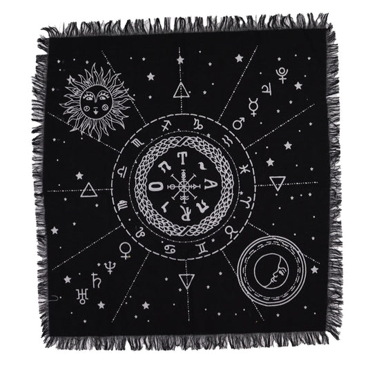 Fringed Altar Cloth -  Moon & Sun Chart
