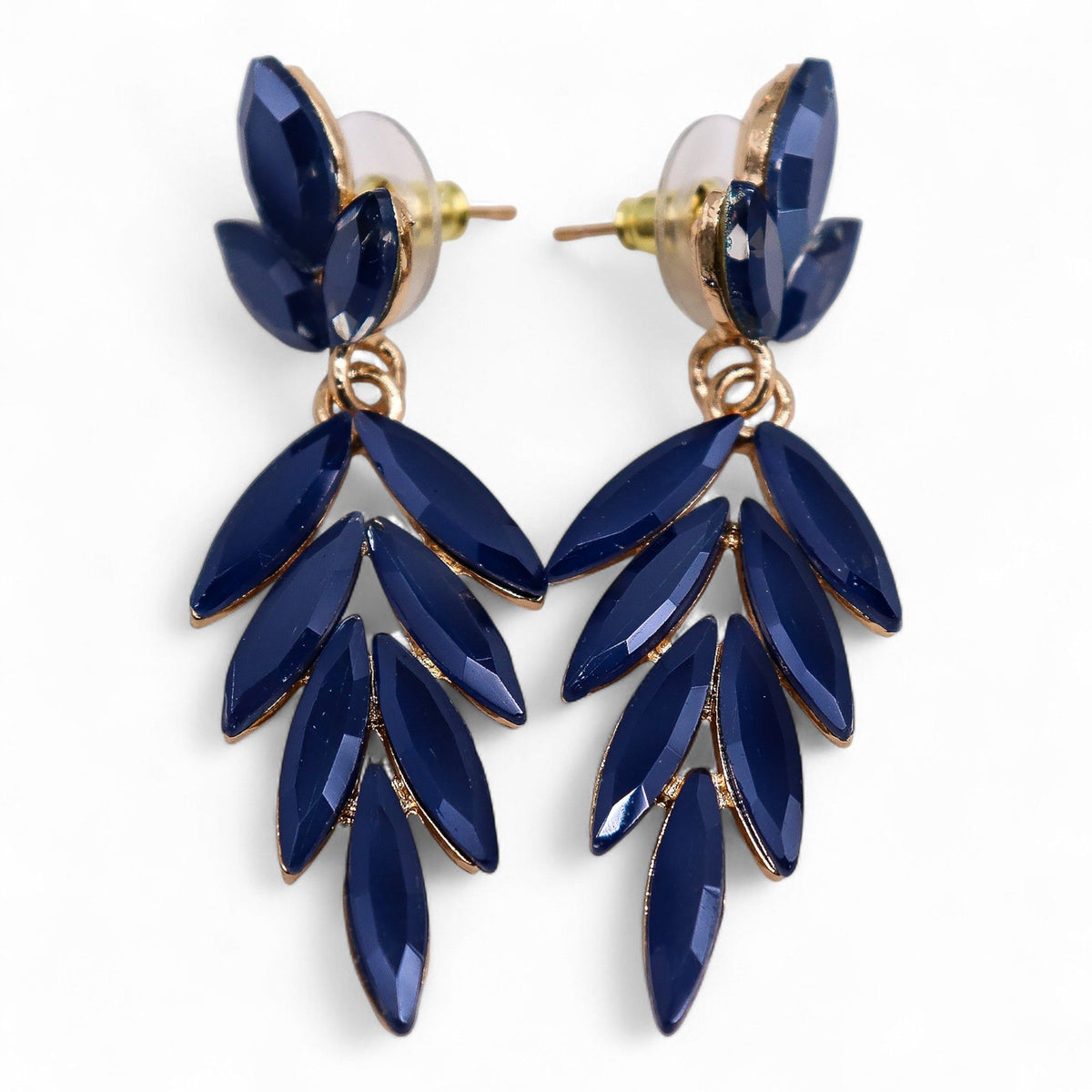 Royal Blue Vintage Glass Long Drop Earrings