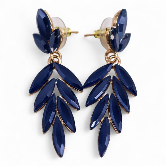 Royal Blue Vintage Glass Long Drop Earrings
