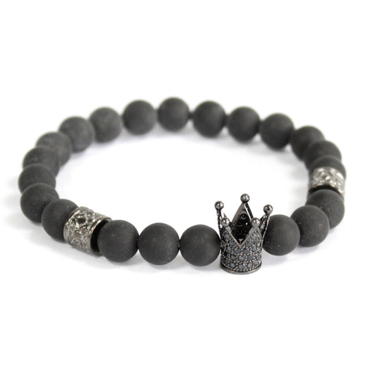 Black Agate  Crystal Crown Bracelet